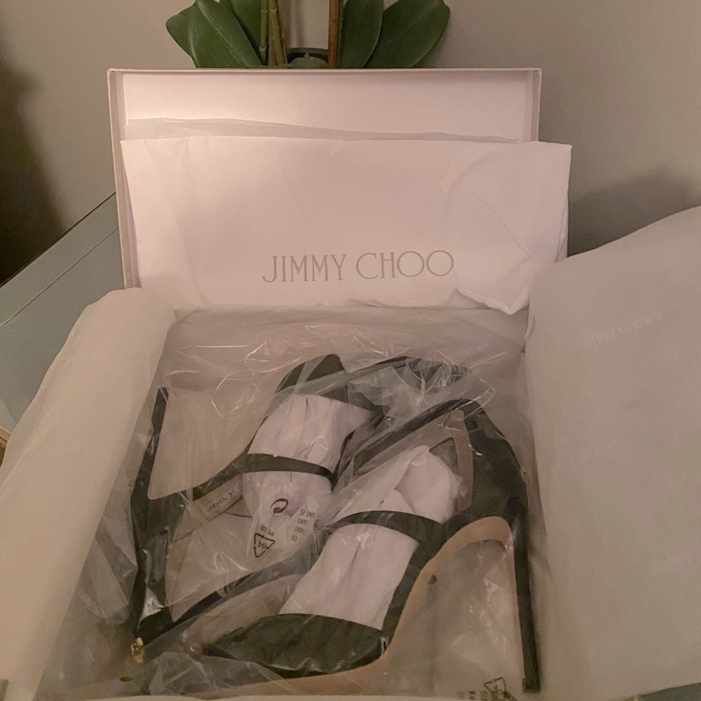 🌻HP🌻 Jimmy Choo 100mm Saoni T-Strap Zip Pump Black 9.5 - Picture 6 of 16